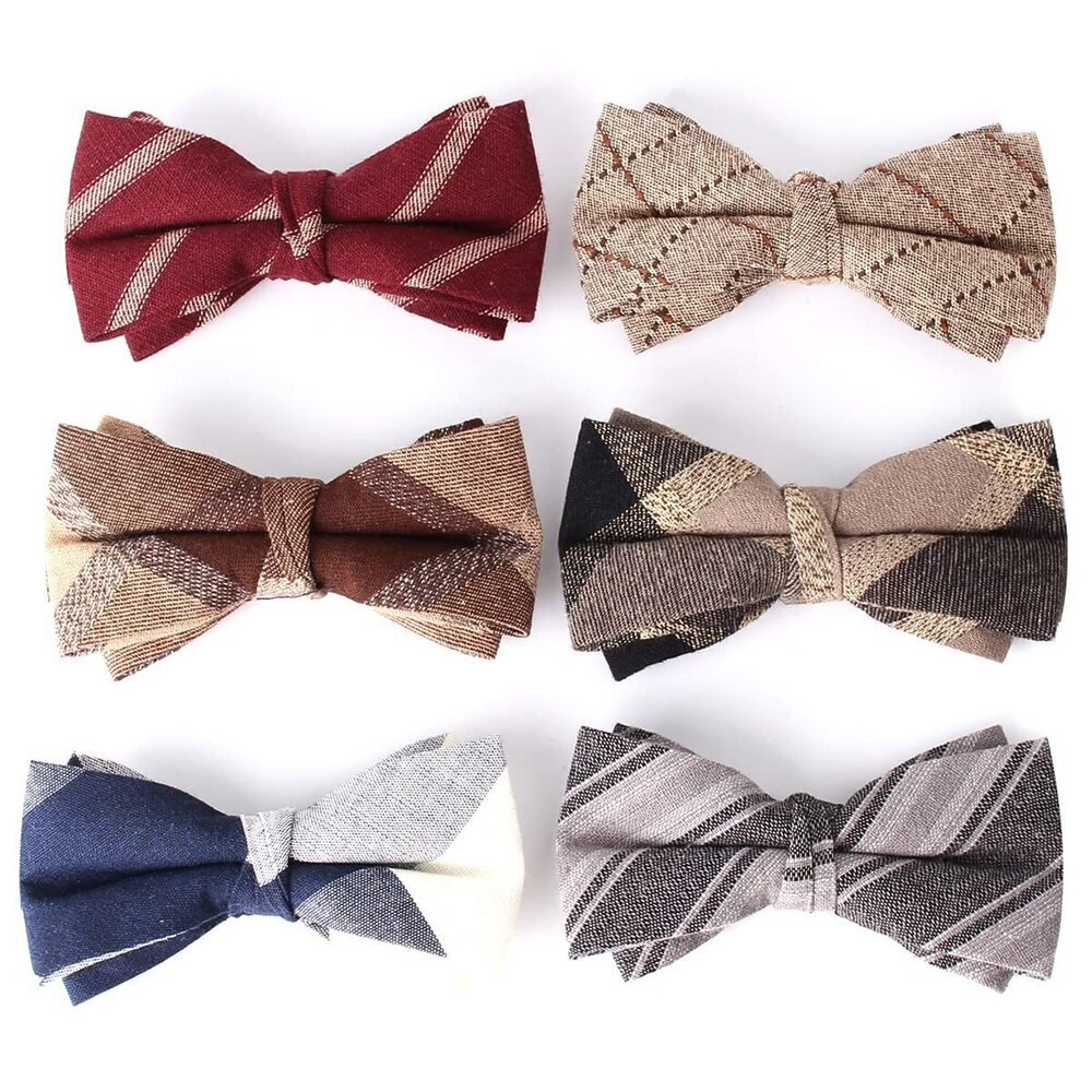 9927 Adjustable Pre-tied bow ties Boys 6 PACKS Bowtie Set Wedding Gifts